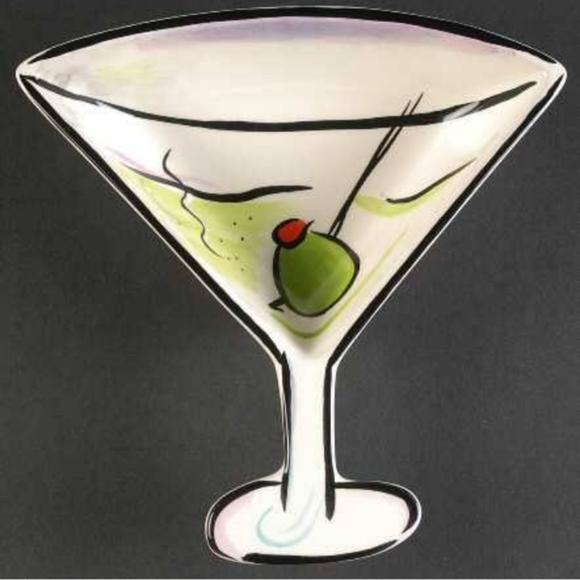 Clay Art Dining Martini Time Adorable Tid Bits Nuts Green Olive